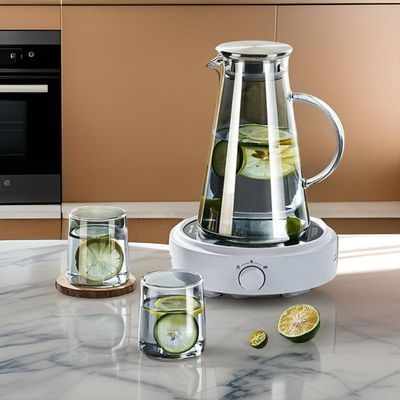 GREY WATER PITCHER WITH 4 GLASSES