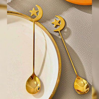 Ramadan Tableware with  Moon Shape Stainless steel Dessert Spoon