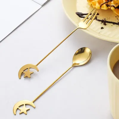 Ramadan Tableware with  Moon Shape Stainless steel Dessert Spoon