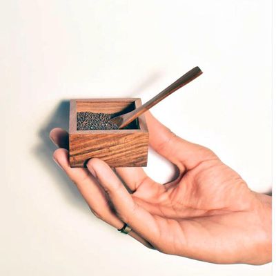 Wooden handcrafted Multipurpose  Spice box with nine partitions and spoon