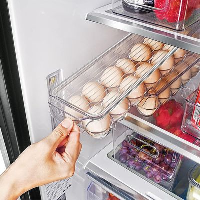 Egg Storage Container For Refrigerator - 14 Egg Container With Lid & Handle, Egg Holder For Refrigerator, Egg Storage & Egg Tray (Pack of 2)