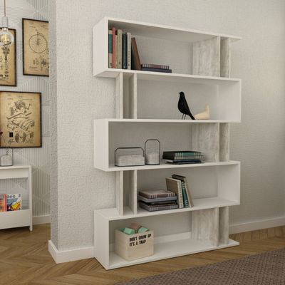 Partiro Bookcase - White/ Ancient White - 2 Years Warranty