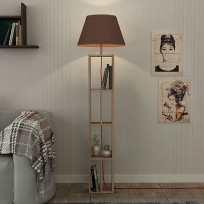 Mourah Giorno Floor Lamp- Oak/Brown - 2 Years Warranty