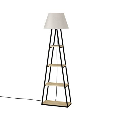 Mourah Pal Floor Lamp- Oak/ Linen  - 2 Years Warranty