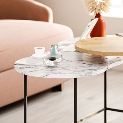 Mourah Cuddle Coffee Table Carrara/ Oak - 2 Years Warranty