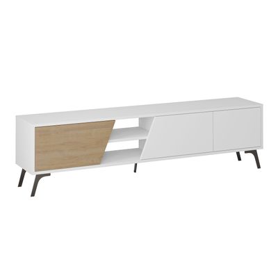 Fiona TV Stand Up To 70 Inches With Storage - White/ Oak - 2 Years Warranty