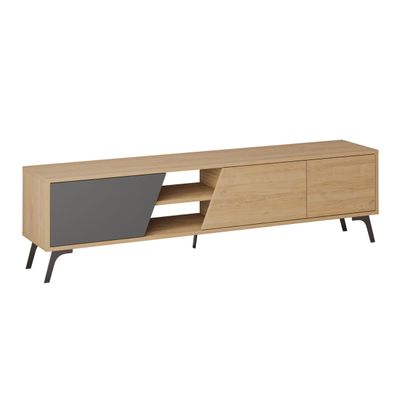 Mourah Fiona Tv Stand Up To 70 Inches With Storage - Oak/ Anthracite - 2 Years Warranty