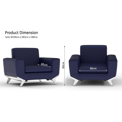 Mahmayi GLW SF165-1 Blue PU Leatherette Single Seater Sofa - Comfortable Living Room Furniture with Stylish Design (1-Seater, Blue)