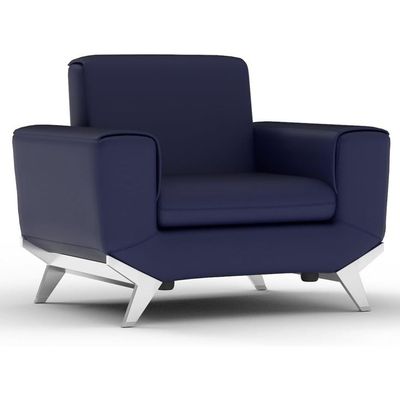 أريكة بمقعد واحد من جلد البولي يوريثان باللون الأزرق من Mahmayi GLW SF165-1 - أثاث غرفة معيشة مريح بتصميم أنيق (مقعد واحد، أزرق)