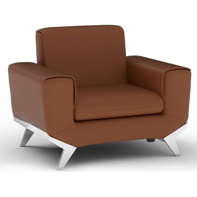 أريكة بمقعد واحد من جلد البولي يوريثان باللون البني من Mahmayi GLW SF165-1 - أثاث غرفة معيشة مريح بتصميم أنيق (مقعد واحد، بني)