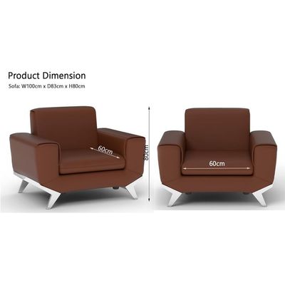 Mahmayi GLW SF165-1 Choco Brown PU Leatherette Single Seater Sofa - Comfortable Living Room Furniture with Stylish Design (1-Seater, Choco Brown)