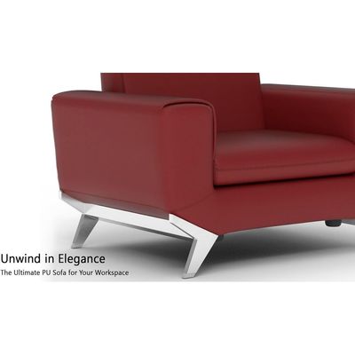 Mahmayi GLW SF165-1 Maroon PU Leatherette Single Seater Sofa - Comfortable Living Room Furniture with Stylish Design (1-Seater, Maroon)