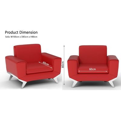 Mahmayi GLW SF165-1 Red PU Leatherette Single Seater Sofa - Comfortable Living Room Furniture with Stylish Design (1-Seater, Red)