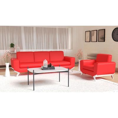 أريكة بمقعد واحد من جلد البولي يوريثان باللون الأحمر من Mahmayi GLW SF165-1 - أثاث غرفة معيشة مريح بتصميم أنيق (مقعد واحد، أحمر)