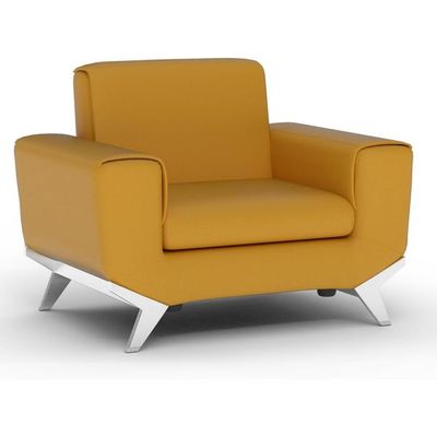 Mahmayi GLW SF165-1 Yellow PU Leatherette Single Seater Sofa - Comfortable Living Room Furniture with Stylish Design (1-Seater, Yellow)