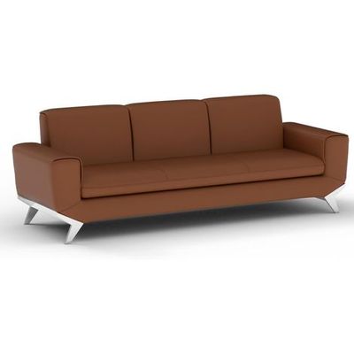 Mahmayi GLW SF165-3 Brown PU Leatherette Three Seater Sofa - Modern Design, Stylish Furniture for Living Room, Comfortable Seat, Durable Upholstery (3-Seater Sofa, Brown)