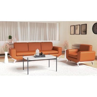 Mahmayi GLW SF165-3 Brown PU Leatherette Three Seater Sofa - Modern Design, Stylish Furniture for Living Room, Comfortable Seat, Durable Upholstery (3-Seater Sofa, Brown)