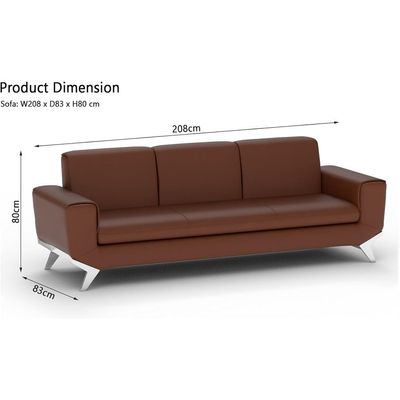 أريكة Mahmayi GLW SF165-3 شوكو براون من جلد البولي يوريثان بثلاثة مقاعد - تصميم حديث، أثاث أنيق لغرفة المعيشة، مقعد مريح، تنجيد متين (أريكة 3 مقاعد، بني شوكو)