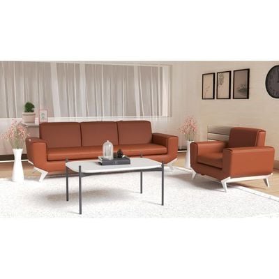 Mahmayi GLW SF165-3 Choco Brown PU Leatherette Three Seater Sofa - Modern Design, Stylish Furniture for Living Room, Comfortable Seat, Durable Upholstery (3-Seater Sofa, Choco Brown)