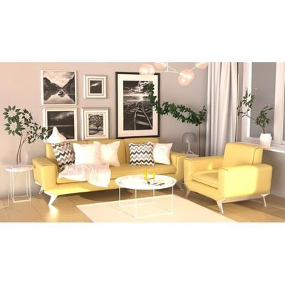 Mahmayi GLW SF165-3 Light Sandal PU Leatherette Three Seater Sofa - Modern Design, Stylish Furniture for Living Room, Comfortable Seat, Durable Upholstery (3-Seater Sofa, Light Sandal)