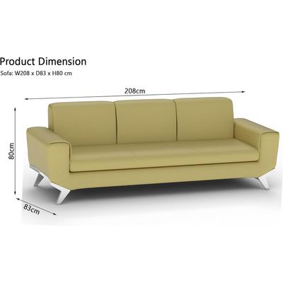 Mahmayi GLW SF165-3 Light Sandal PU Leatherette Three Seater Sofa - Modern Design, Stylish Furniture for Living Room, Comfortable Seat, Durable Upholstery (3-Seater Sofa, Light Sandal)