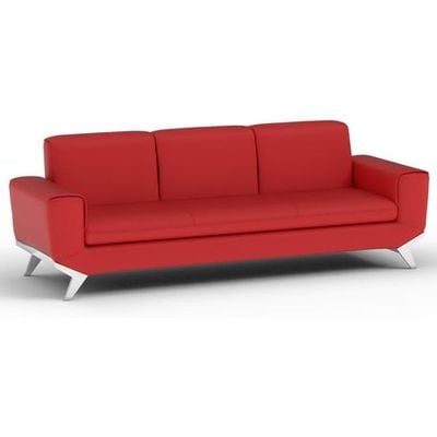 Mahmayi GLW SF165-3 Red PU Leatherette Three Seater Sofa - Modern Design, Stylish Furniture for Living Room, Comfortable Seat, Durable Upholstery (3-Seater Sofa, Red)