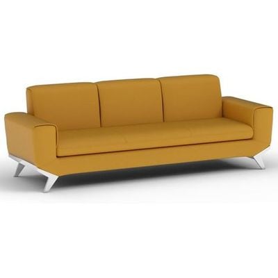 Mahmayi GLW SF165-3 Yellow PU Leatherette Three Seater Sofa - Modern Design, Stylish Furniture for Living Room, Comfortable Seat, Durable Upholstery (3-Seater Sofa, Yellow)