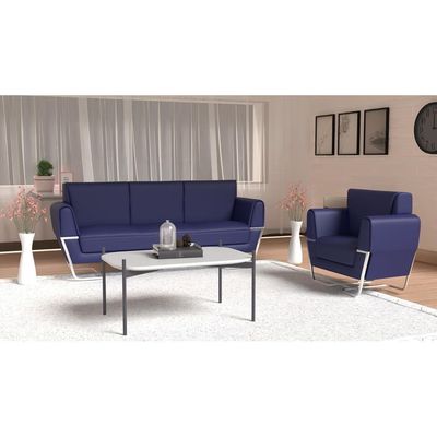 Mahmayi GLW SF169-1 Blue PU Leatherette Single Seater Sofa - Comfortable Living Room Furniture with Stylish Design (1-Seater, Blue)