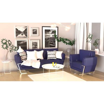 Mahmayi GLW SF169-1 Blue PU Leatherette Single Seater Sofa - Comfortable Living Room Furniture with Stylish Design (1-Seater, Blue)