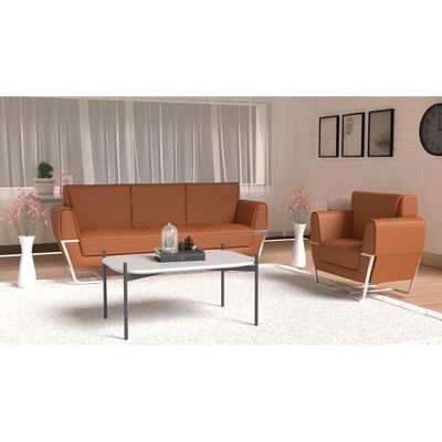 Mahmayi GLW SF169-1 Brown PU Leatherette Single Seater Sofa - Comfortable Living Room Furniture with Stylish Design (1-Seater, Brown)