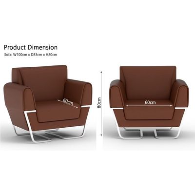 Mahmayi GLW SF169-1 Choco Brown PU Leatherette Single Seater Sofa - Comfortable Living Room Furniture with Stylish Design (1-Seater, Choco Brown)