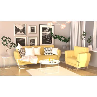 Mahmayi GLW SF169-1 Light Sandal PU Leatherette Single Seater Sofa - Comfortable Living Room Furniture with Stylish Design (1-Seater, Light Sandal)