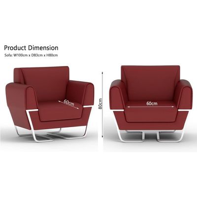 Mahmayi GLW SF169-1 Maroon PU Leatherette Single Seater Sofa - Comfortable Living Room Furniture with Stylish Design (1-Seater, Maroon)