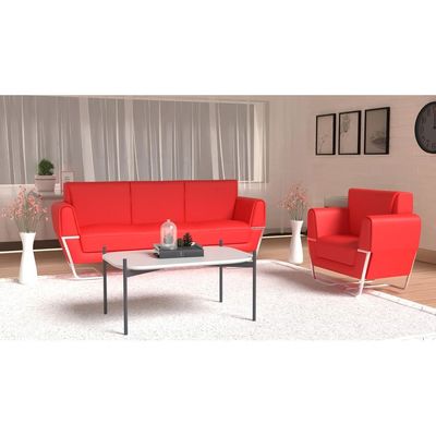 Mahmayi GLW SF169-1 Red PU Leatherette Single Seater Sofa - Comfortable Living Room Furniture with Stylish Design (1-Seater, Red)