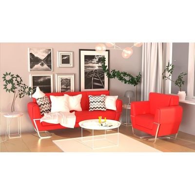 Mahmayi GLW SF169-1 Red PU Leatherette Single Seater Sofa - Comfortable Living Room Furniture with Stylish Design (1-Seater, Red)