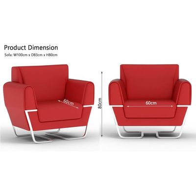 Mahmayi GLW SF169-1 Red PU Leatherette Single Seater Sofa - Comfortable Living Room Furniture with Stylish Design (1-Seater, Red)