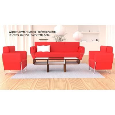 Mahmayi GLW SF169-1 Red PU Leatherette Single Seater Sofa - Comfortable Living Room Furniture with Stylish Design (1-Seater, Red)