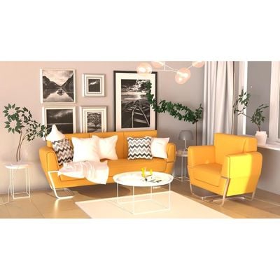 Mahmayi GLW SF169-1 Sandal PU Leatherette Single Seater Sofa - Comfortable Living Room Furniture with Stylish Design (1-Seater, Sandal)