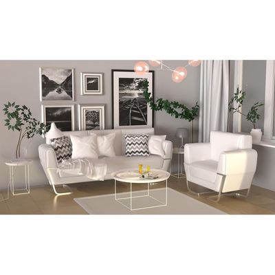 Mahmayi GLW SF169-1 White PU Leatherette Single Seater Sofa - Comfortable Living Room Furniture with Stylish Design (1-Seater, White)