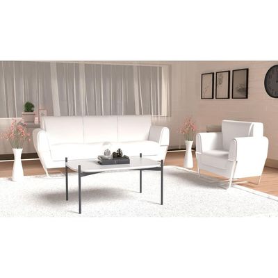 Mahmayi GLW SF169-1 White PU Leatherette Single Seater Sofa - Comfortable Living Room Furniture with Stylish Design (1-Seater, White)