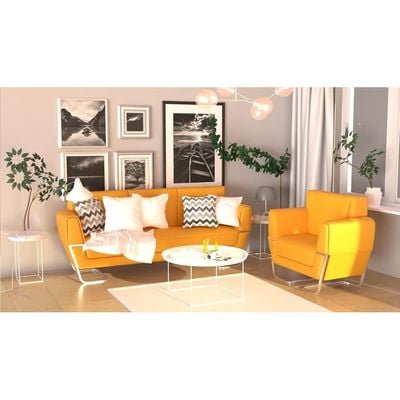 Mahmayi GLW SF169-1 Yellow PU Leatherette Single Seater Sofa - Comfortable Living Room Furniture with Stylish Design (1-Seater, Yellow)