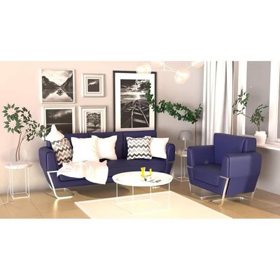 Mahmayi GLW SF169-3 Blue PU Leatherette Three Seater Sofa - Modern Design, Stylish Furniture for Living Room, Comfortable Seat, Durable Upholstery (3-Seater Sofa, Blue)