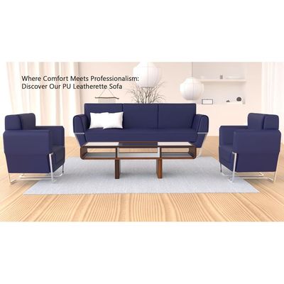 Mahmayi GLW SF169-3 Blue PU Leatherette Three Seater Sofa - Modern Design, Stylish Furniture for Living Room, Comfortable Seat, Durable Upholstery (3-Seater Sofa, Blue)