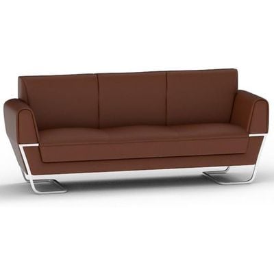 Mahmayi GLW SF169-3 Brown PU Leatherette Three Seater Sofa - Modern Design, Stylish Furniture for Living Room, Comfortable Seat, Durable Upholstery (3-Seater Sofa, Brown)