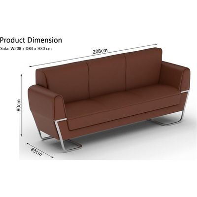 Mahmayi GLW SF169-3 Choco Brown PU Leatherette Three Seater Sofa - Modern Design, Stylish Furniture for Living Room, Comfortable Seat, Durable Upholstery (3-Seater Sofa, Choco Brown)