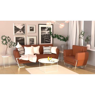 Mahmayi GLW SF169-3 Choco Brown PU Leatherette Three Seater Sofa - Modern Design, Stylish Furniture for Living Room, Comfortable Seat, Durable Upholstery (3-Seater Sofa, Choco Brown)