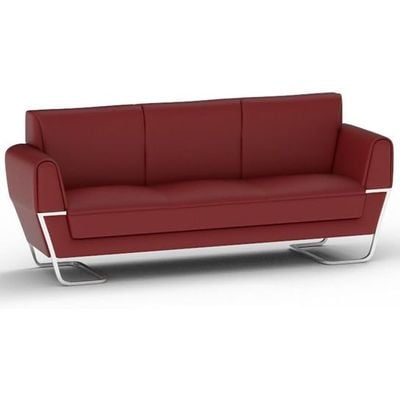 Mahmayi GLW SF169-3 Maroon PU Leatherette Three Seater Sofa - Modern Design, Stylish Furniture for Living Room, Comfortable Seat, Durable Upholstery (3-Seater Sofa, Maroon)