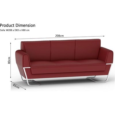 Mahmayi GLW SF169-3 Maroon PU Leatherette Three Seater Sofa - Modern Design, Stylish Furniture for Living Room, Comfortable Seat, Durable Upholstery (3-Seater Sofa, Maroon)