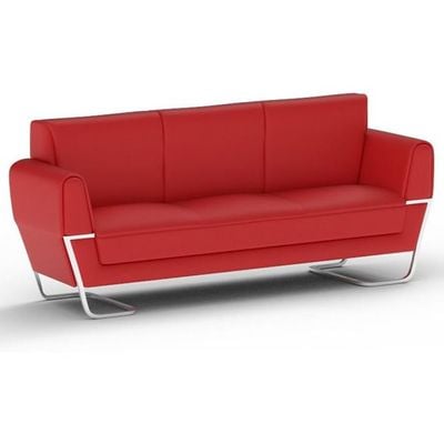 Mahmayi GLW SF169-3 Red PU Leatherette Three Seater Sofa - Modern Design, Stylish Furniture for Living Room, Comfortable Seat, Durable Upholstery (3-Seater Sofa, Red)