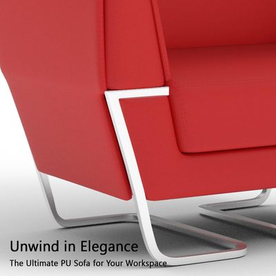 Mahmayi GLW SF169-3 Red PU Leatherette Three Seater Sofa - Modern Design, Stylish Furniture for Living Room, Comfortable Seat, Durable Upholstery (3-Seater Sofa, Red)